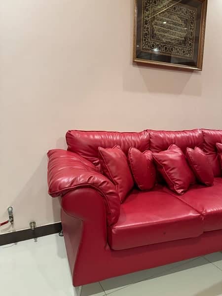 red leather 3 seater sofa (diamond company ) 8