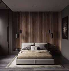 Bed With BedWall modern Room decoration