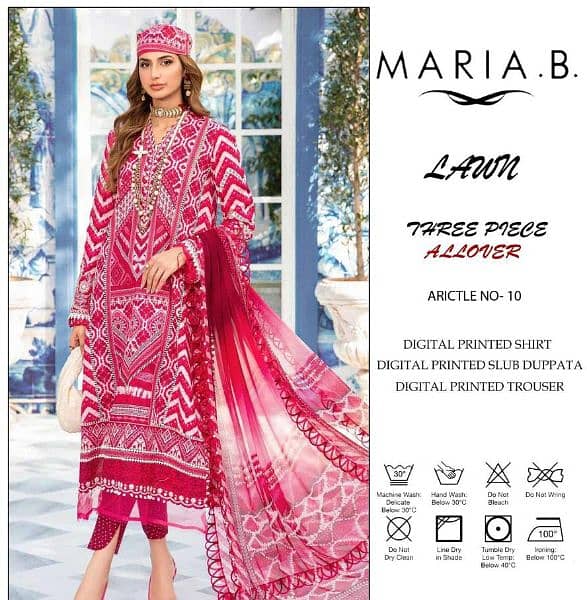 3Pca women unstitched lawn digital print suits 4