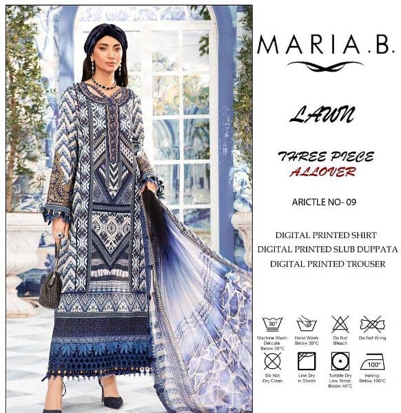 3Pca women unstitched lawn digital print suits 16