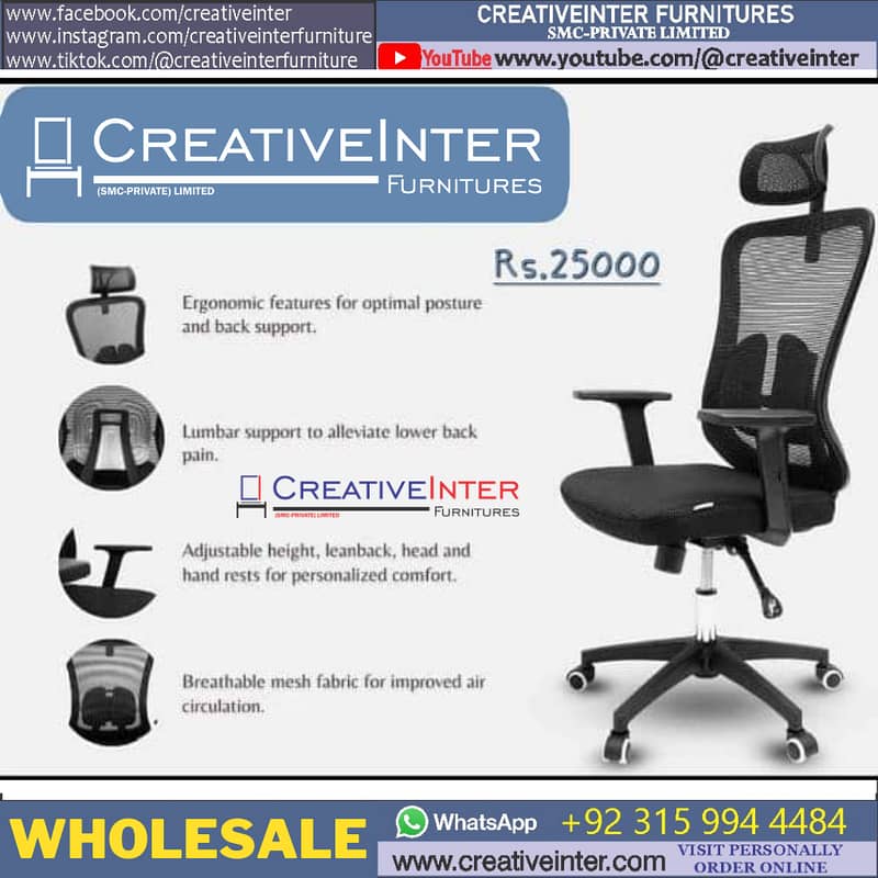 Ergonomic Office Chair Executive Table Mesh Revolving Study Computer 19