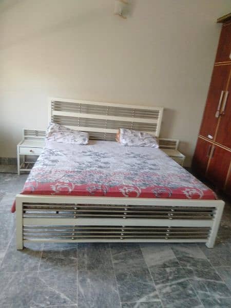 iron bed with dressing table and spring mattress. 3