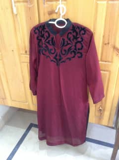 chiffon dress with velvet embroderey