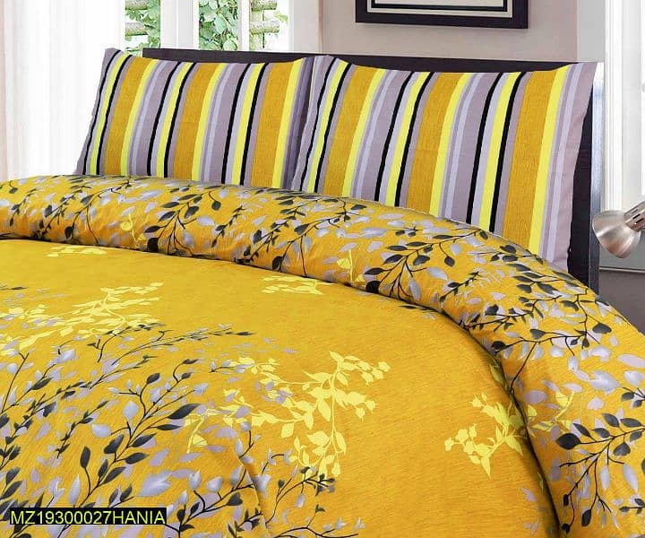 3 Pcs Cotton Printed Double Bedsheet. WhatsApp no: 0343-5000771 1