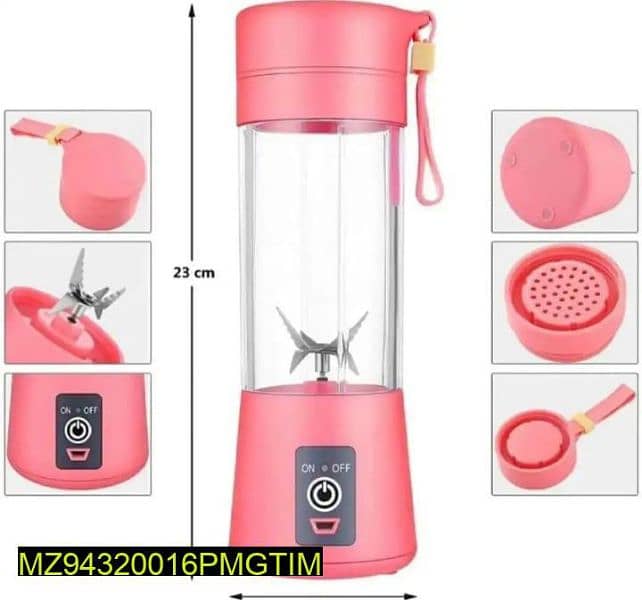 USB chargeable Juicer Blender 6 Blades , 380ML 4