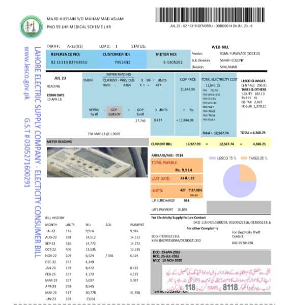 utility Lesco, Gass, Ptcl, bills pay online with  discount 0