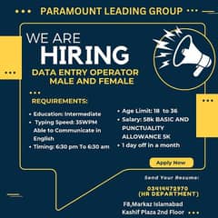 Male/Females Data Entry Operators 0