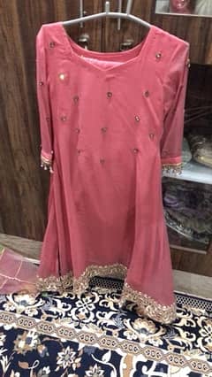 3 pc suit . . umbrella frock color pink size medium