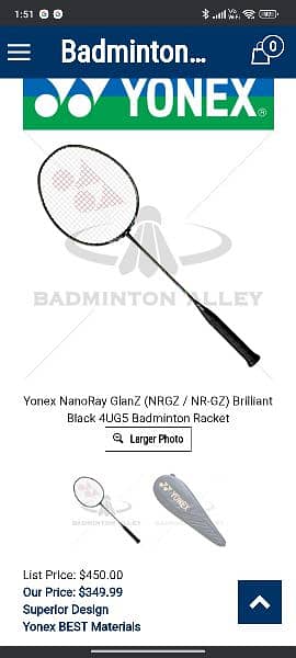 Original Yonex Nanoray Glanz Badminton Racket 4