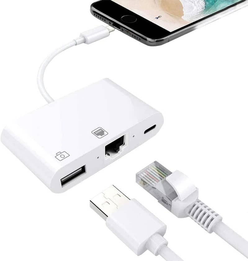 3 in 1 Network Adapter Compatible with Mobile iPhone iPad 0