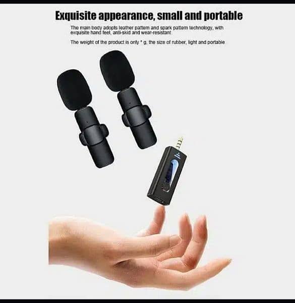 K35 Dual Mic With 1 Aux Connector Portable Wireless Vlogging Mic 7