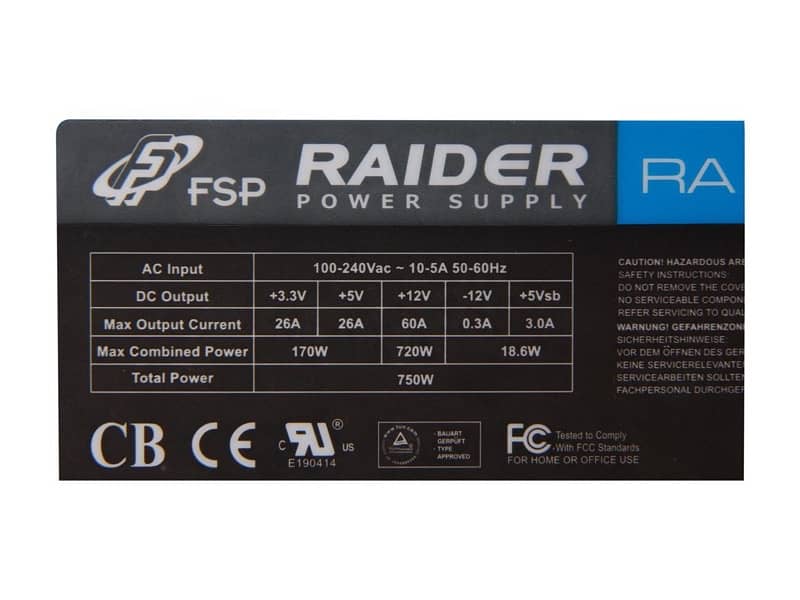 Power Supply Gaming (RAIDER 750) 1