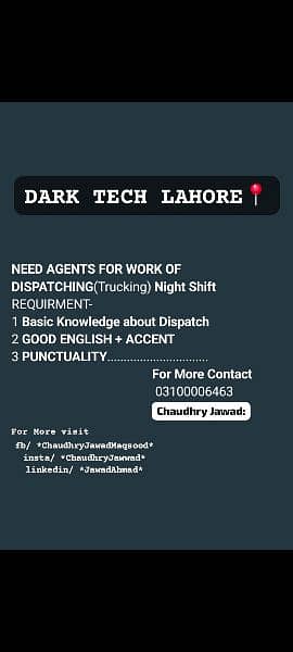 Need Staff/Agents For Work OF Dispatching,Trucking [Night Shift] 1