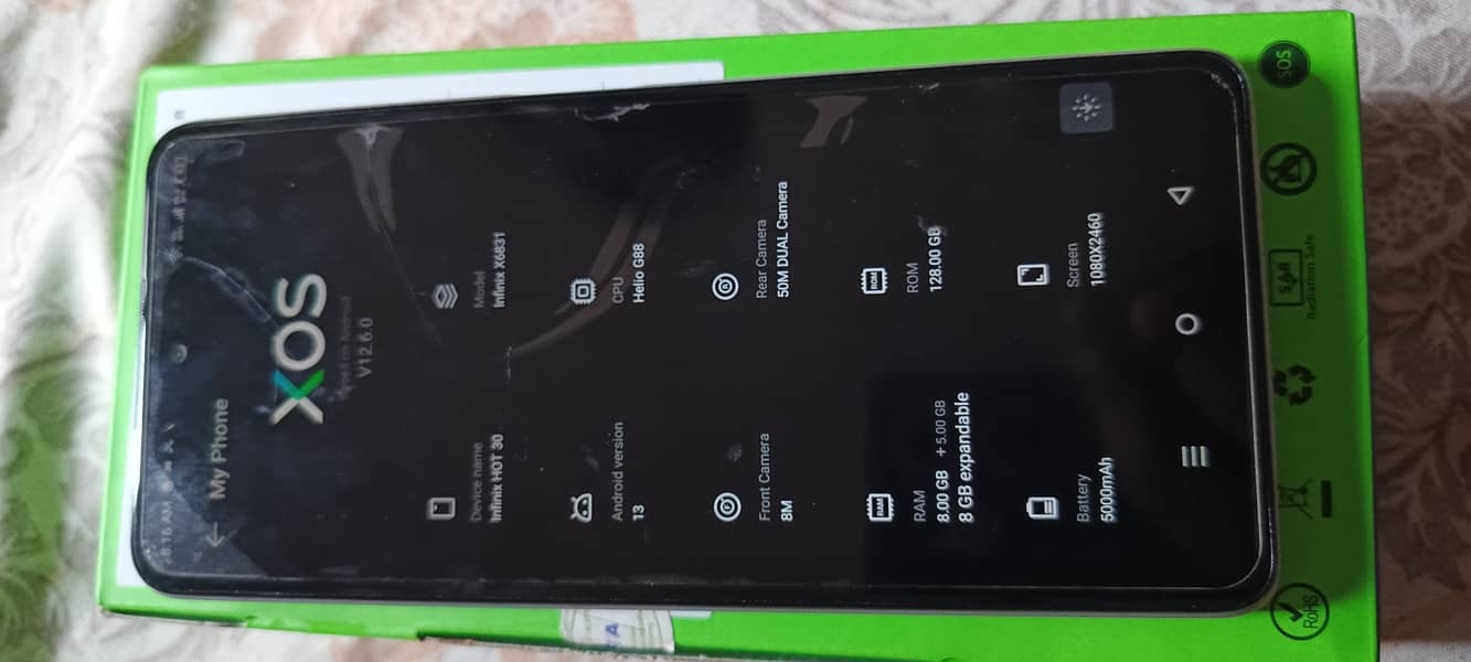 Infinix hot 30. . . . . 8+8/128 with box with 4month warranty 5
