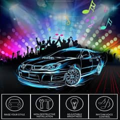 4 PCs Remote Control RGB LED Music Strip Lights For Car Interior