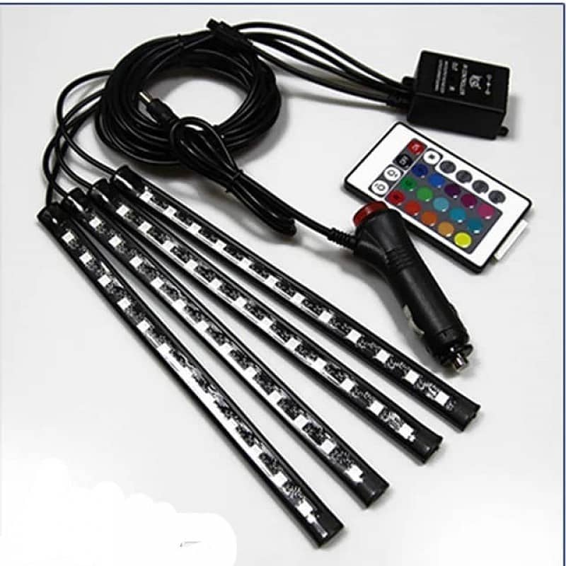 4 PCs Remote Control RGB LED Music Strip Lights For Car Interior 1