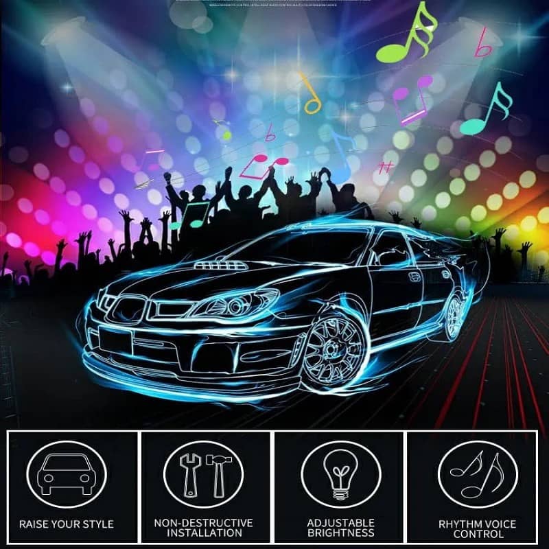 Car LED Strip Light, 4PCS 48 LED USB Car Interior Lights Multi Color M 10