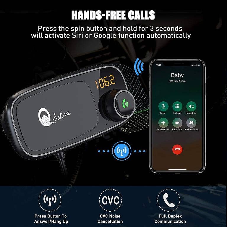 Qidoe Car Radio Audio Adapter MP3 Music Player Hands-free Car Kit 18