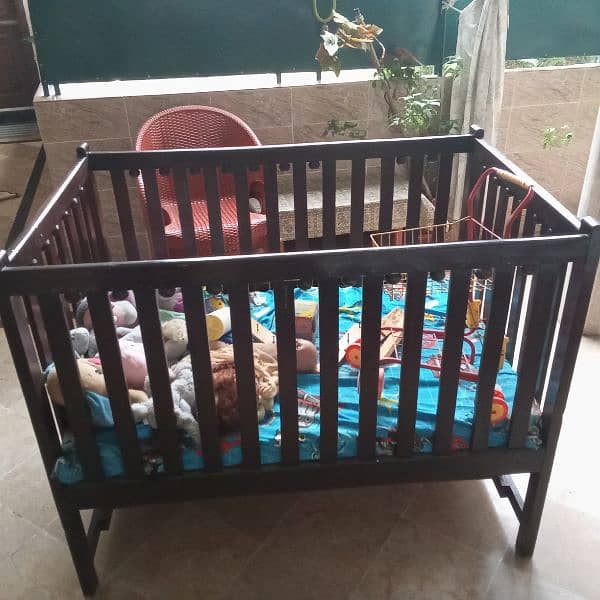 Wooden baby cart with storage space and mattress 3