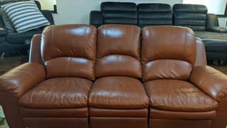 Luxurious Brown Leather Sofa Set