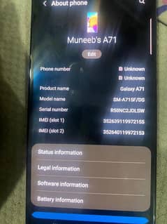 samsung a71 all 8gb ram 128 gb ok only panel change exchange possible