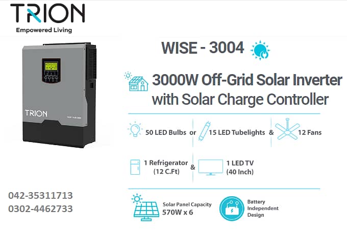 3000W Solar Inverter with Solar Charge Controller by trion -2yr wrrnty 1