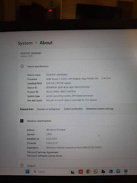 Dell Inspiron 3505 Amd Ryzen 5 Radeon Graphics 8