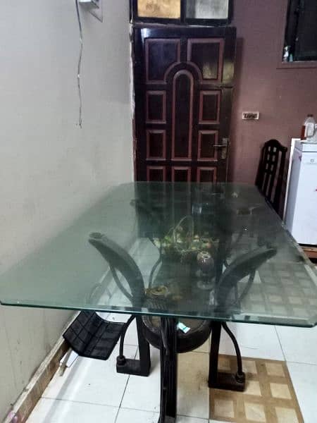 Affordable Dining Set: Wood Table, Glass Top, 6 Chairs" 2