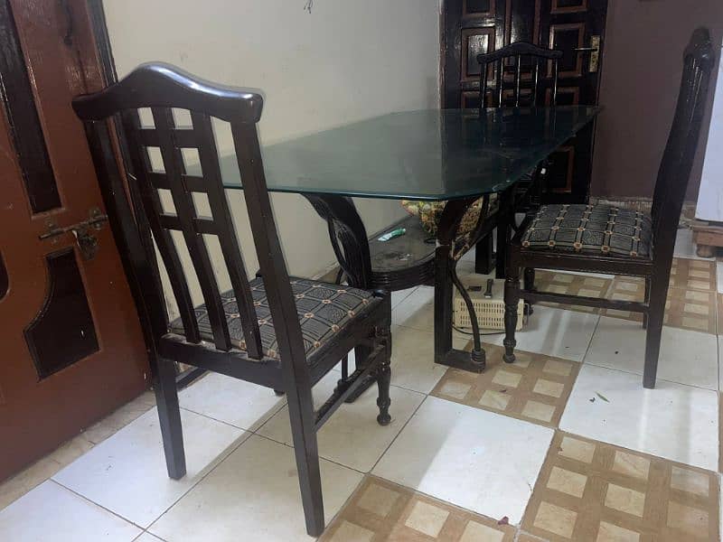 Affordable Dining Set: Wood Table, Glass Top, 6 Chairs" 4