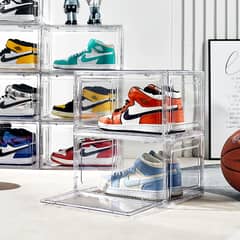 Sneaker Crates Plastic Storage Boxes with Acrylic Magnetic Side Open