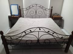 Iron Double bed with side tables