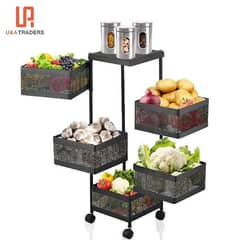 Fruit & Vegetable Storage Basket /Rotating Trolley/5 tier Basket