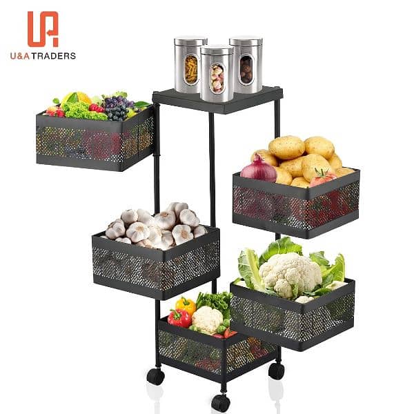 Fruit & Vegetable Storage Basket /Rotating Trolley/5 tier Basket 0