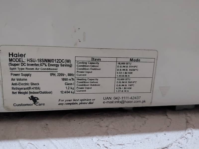 Haier 1.5 ton dc inverter AC also usable on solar for sale 1