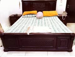 King size bed set (wooden) with mattress