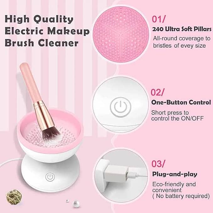 Electric Makeup Brush Cleaner Machine, Portable Automatic Spinner USB 4