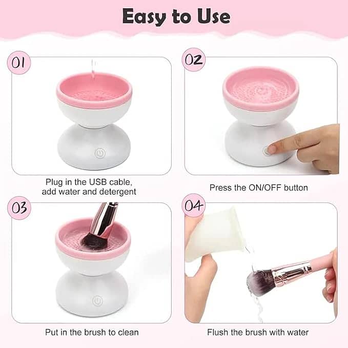 Electric Makeup Brush Cleaner Machine, Portable Automatic Spinner USB 6