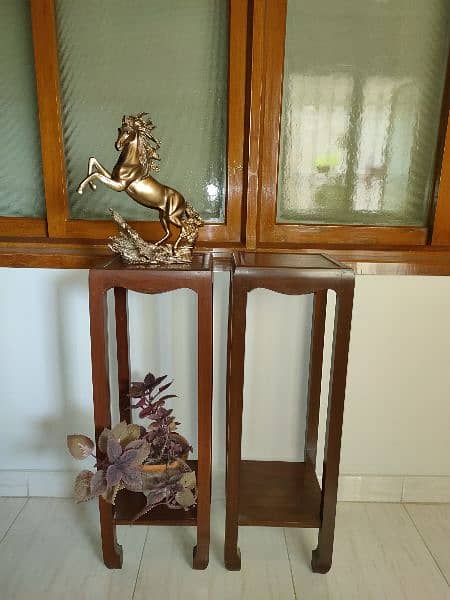 Pair of Polished Wooden Corner Tables 2