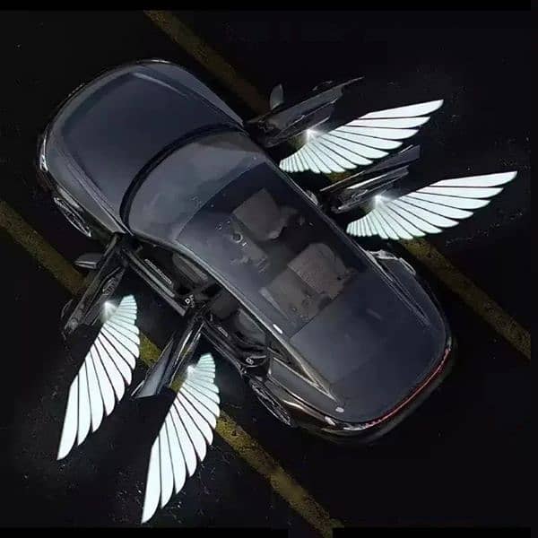 2Pcs Car Angel Wings Wireless Car Door LED HD Welcome Courtesy 0