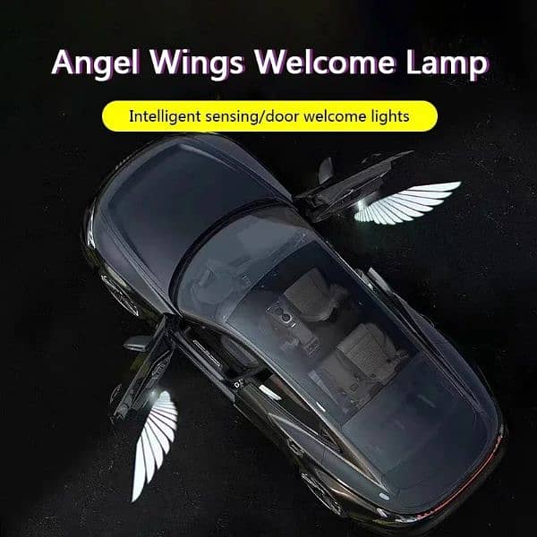 2Pcs Car Angel Wings Wireless Car Door LED HD Welcome Courtesy 2