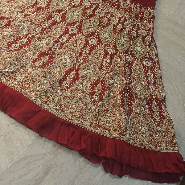 Stunning Maroon Bridal Lehenga with Exquisite Golden Embroidery 2