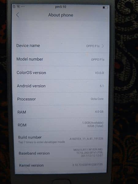 oppo F1s ram 4.0 GB rom 32GB 5