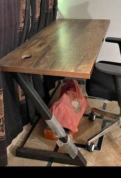 Computer Table for sale strong metal support bars with wood texture