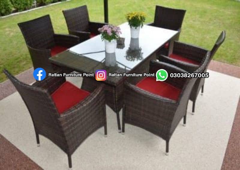 outdoor indoor garden rattan furniture dining table 17