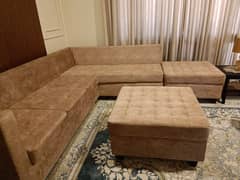 8 Seater L-Shaped Sofa Set. 6 Seats with 2 Ottomans