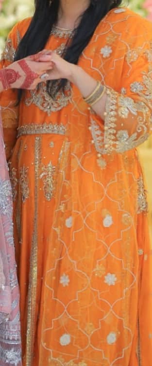 Orange heavy maxi brand Faiza Saqlain 1