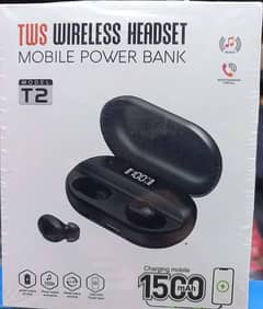 T2 wireless earbuds with 1500 MAH battery