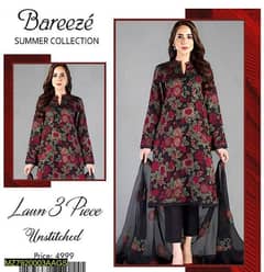 3 PCs Women's Unstiched Lawn Embroidered Suit