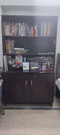 Book rack with storage cabinet