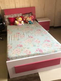 Single Bedset With Wardrobe and curtain.